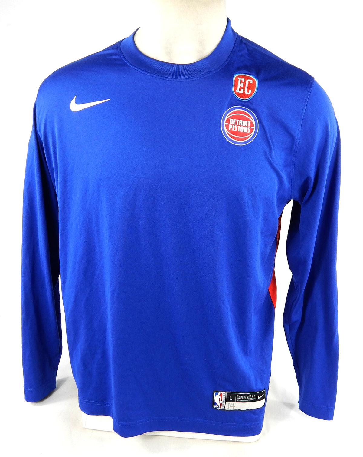 2023-24 Detroit Pistons #14 Game Used Blue Shooting Shirt Earl Cureton Patch L 4