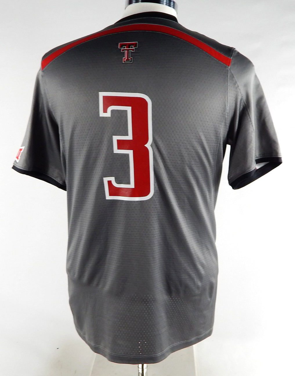 2015 Texas Tech Red Raiders #3 Game Used Grey Jersey Womens Soccer L 698 Pic2