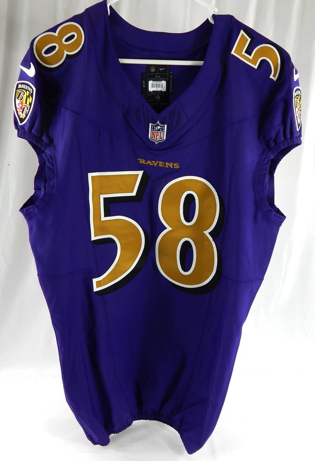 2025 Baltimore Ravens Taven Bryan #58 Game Issued Purple Jersey Color Rush 44 37