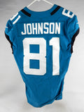 2019 Jacksonville Jaguars Willie Johnson #81 Game Issued Pos Used Blue Jersey 8
