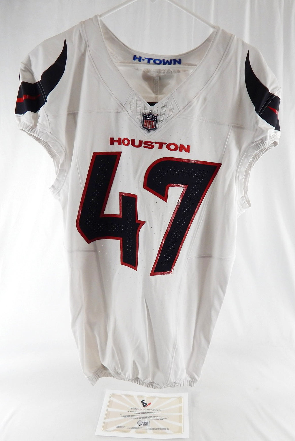 2024 Houston Texans Zeke Turner #47 Game Issued Pos Used White Jersey 42 006