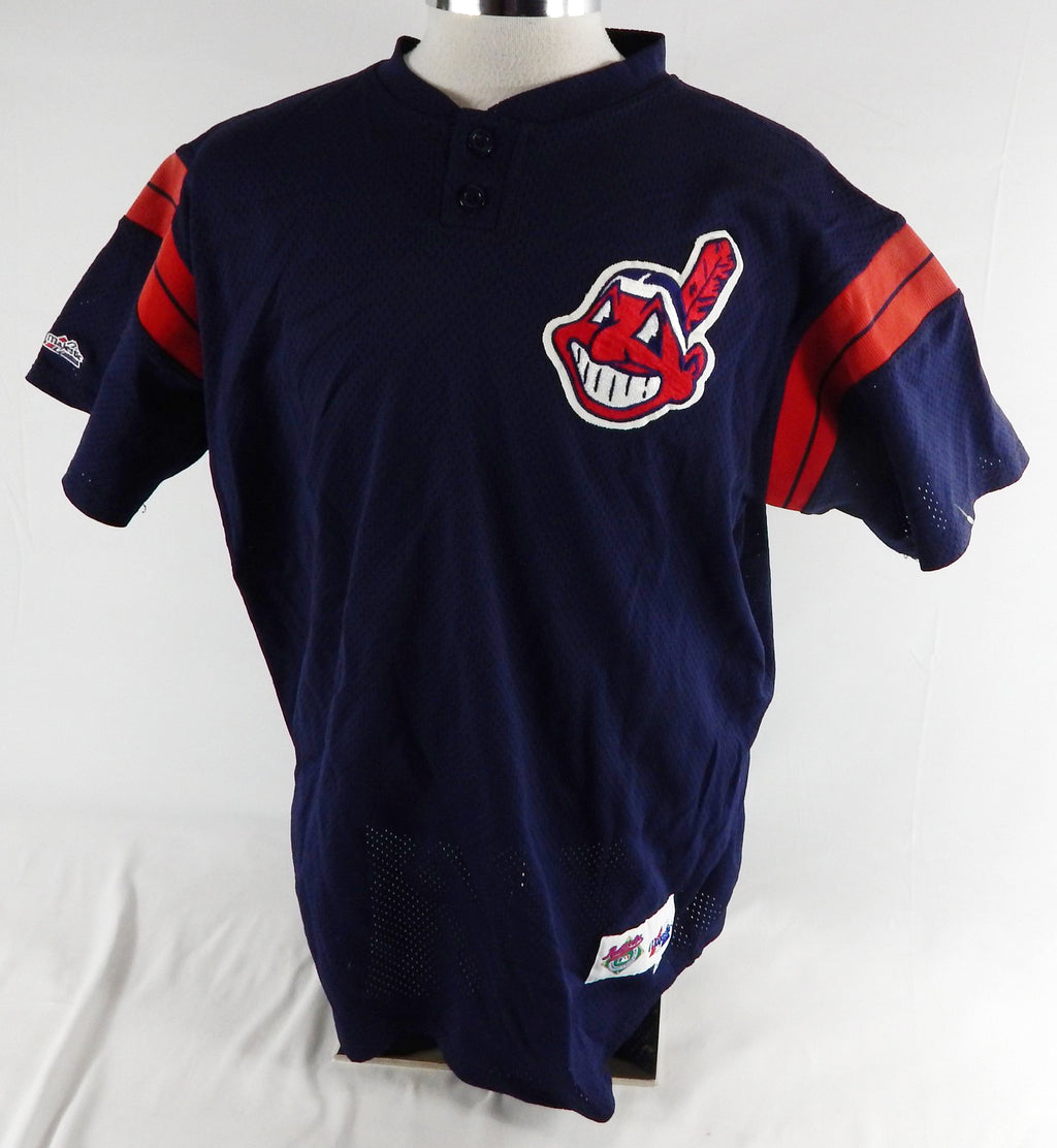 2000 Cleveland Indians Dick Pole #38 Game Used Navy Jersey Batting Practice XL 6