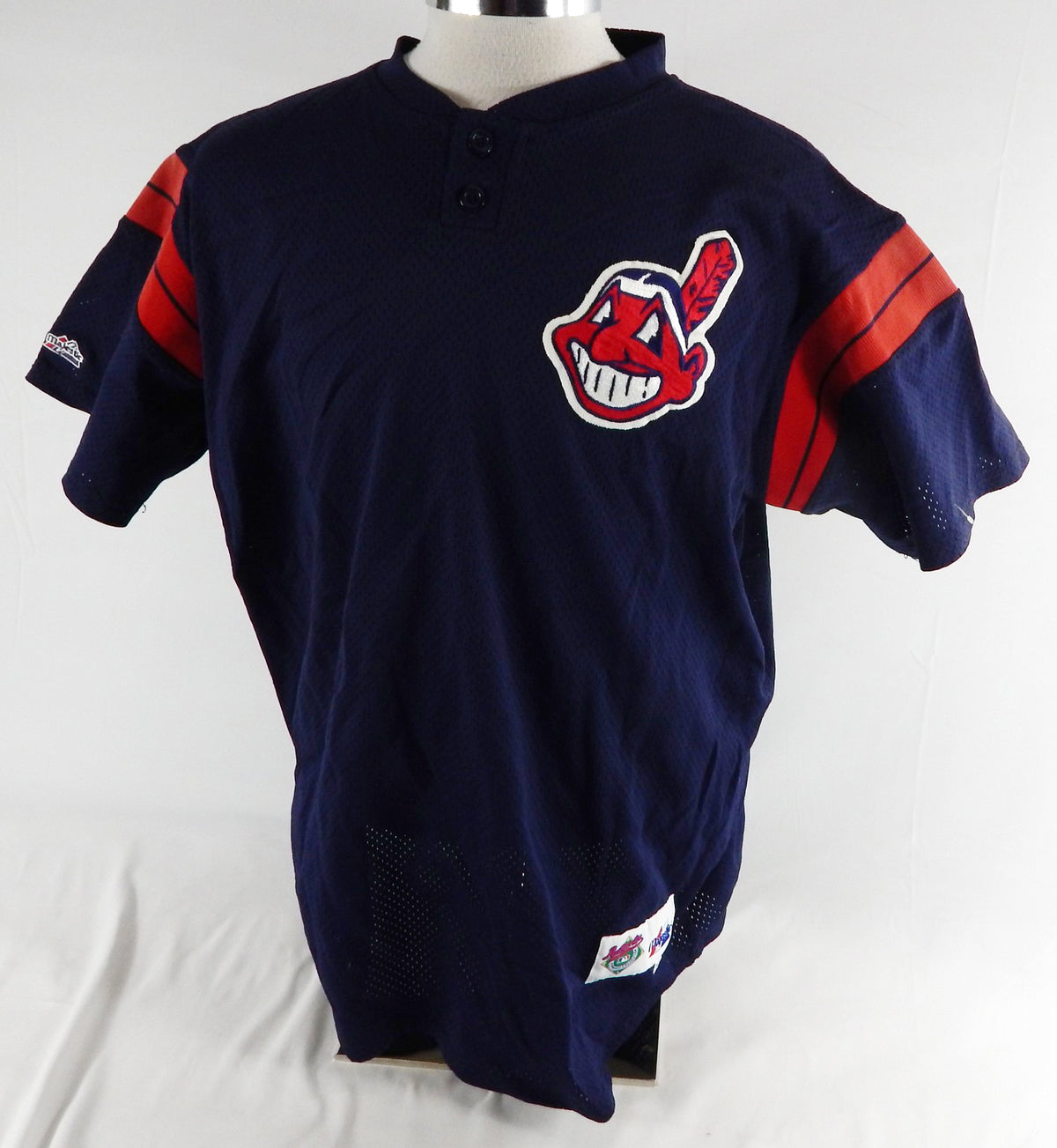 2000 Cleveland Indians Dick Pole #38 Game Used Navy Jersey Batting Practice XL 6