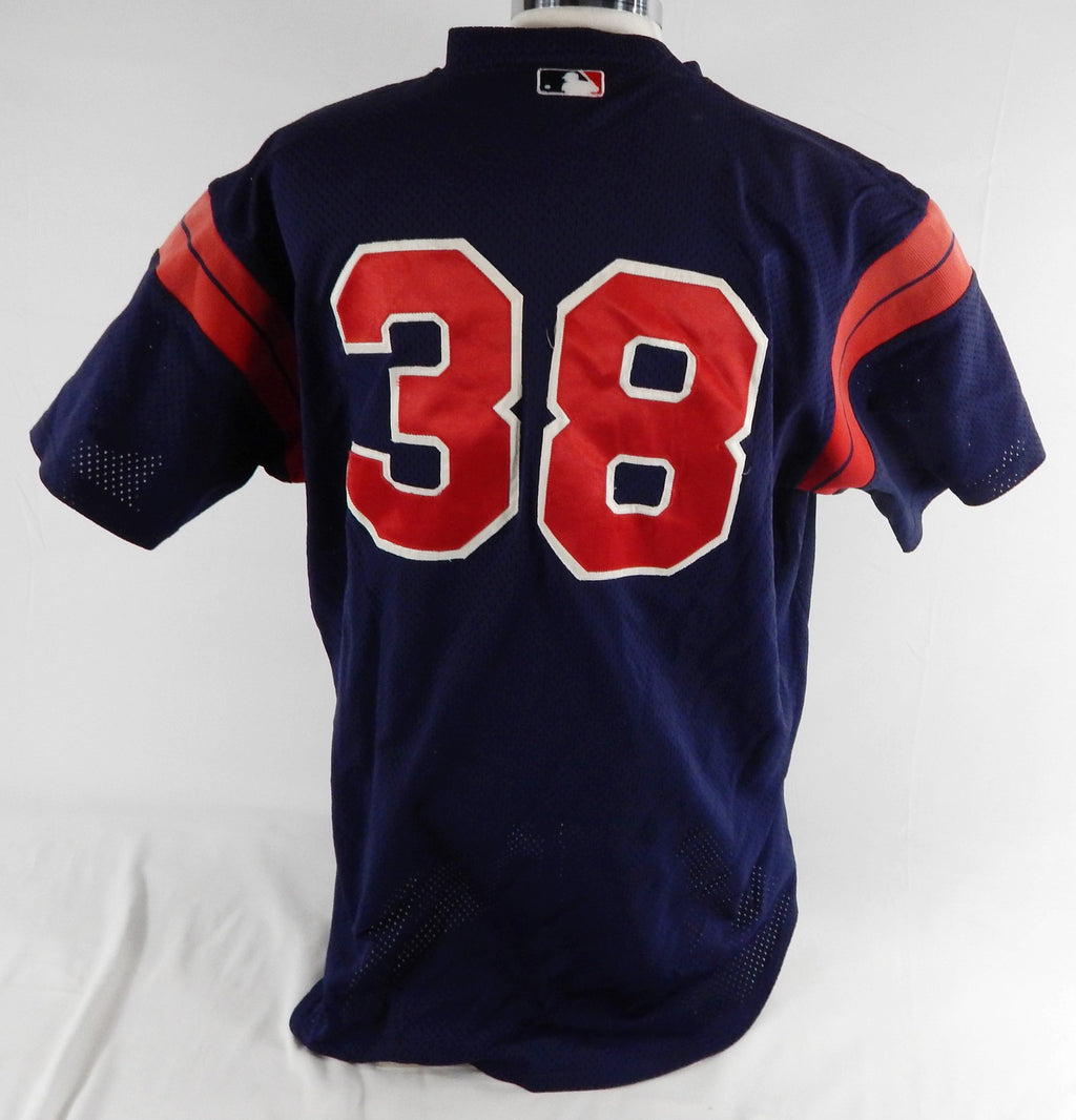 2000 Cleveland Indians Dick Pole #38 Game Used Navy Jersey Batting Practice XL 6 Pic2