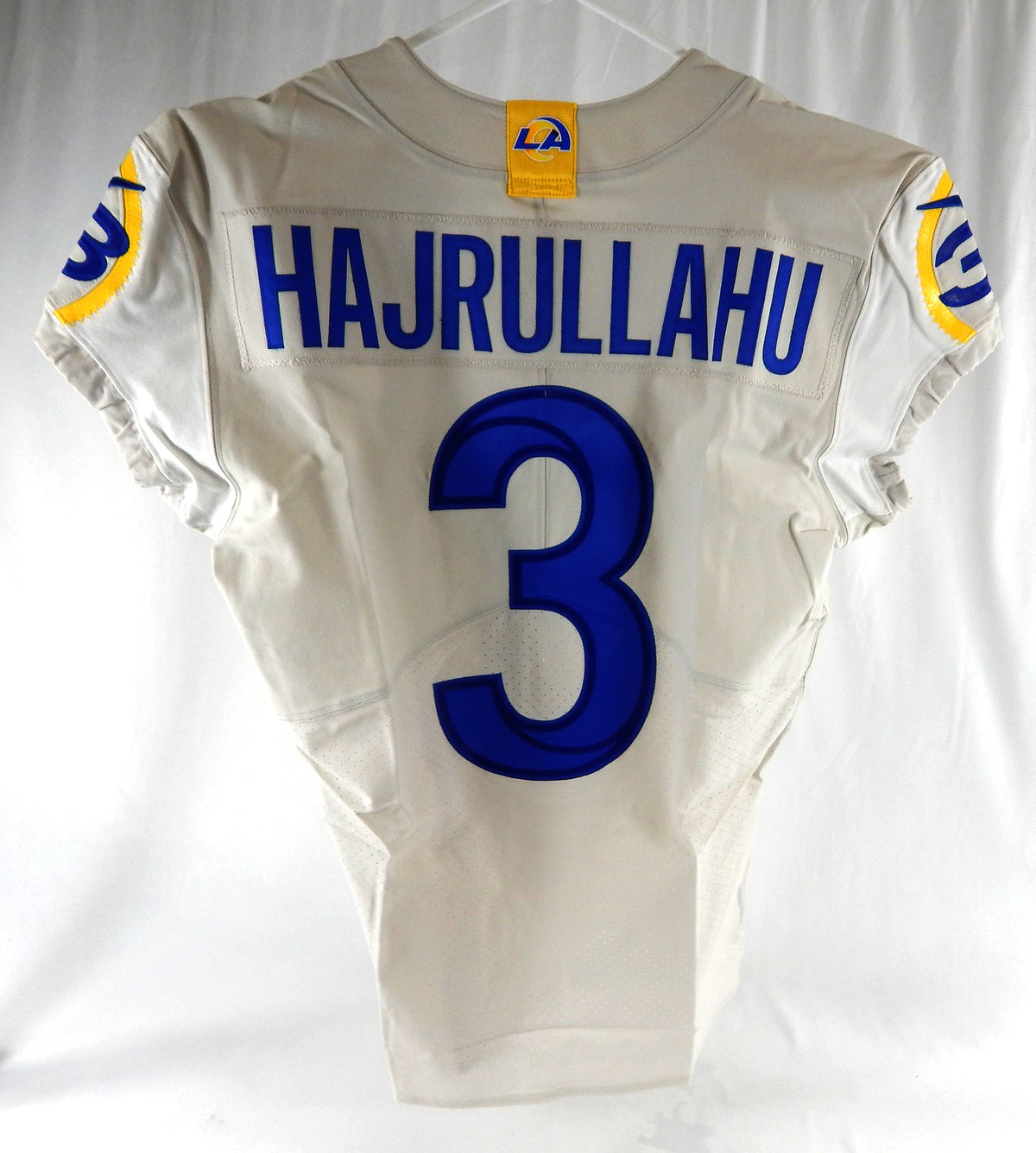 2020 Los Angeles Rams Lirim Hajrullahu #3 Game Issued Cream Jersey 42 513 Pic2