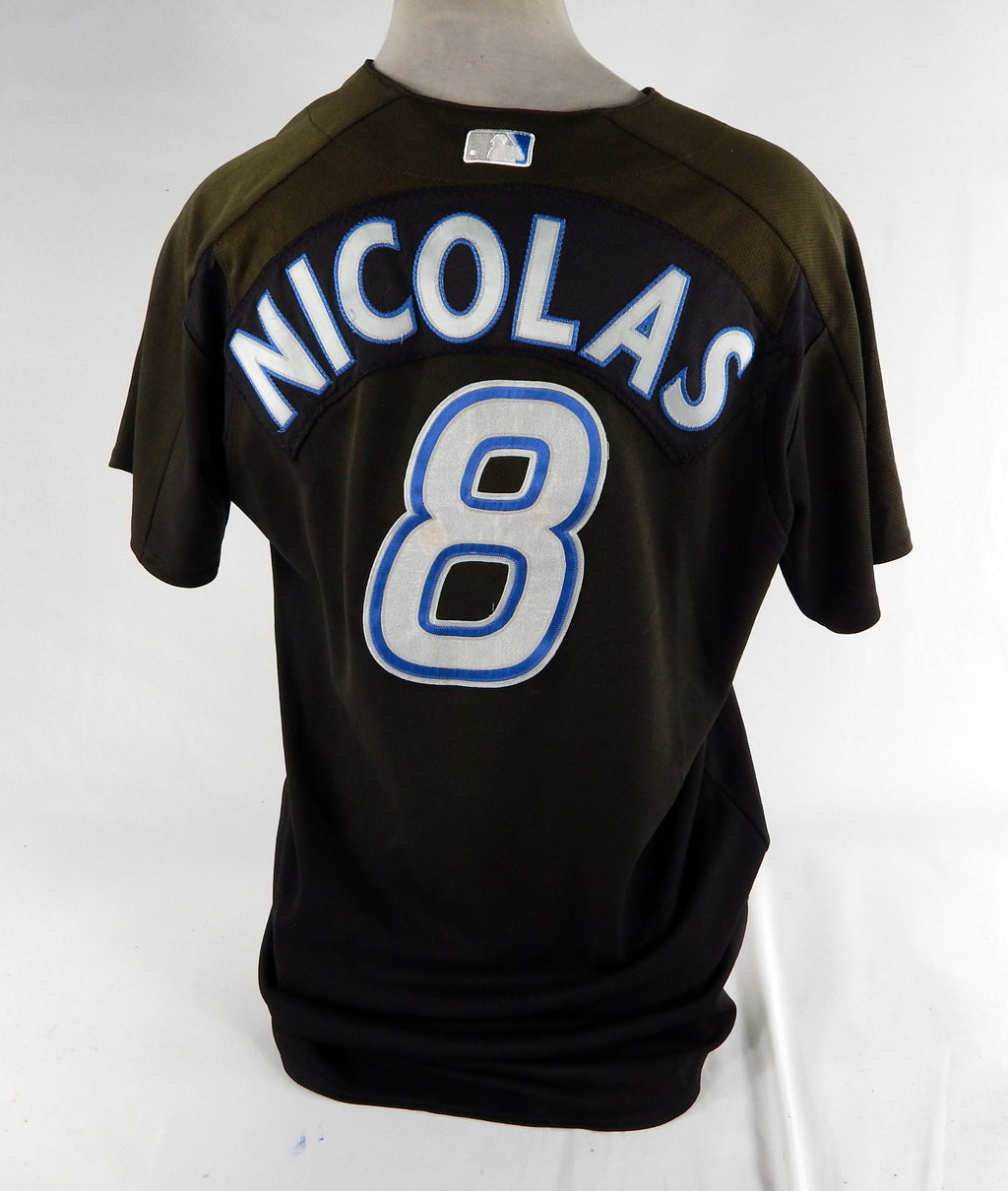 2000s Toronto Blue Jays Bartolo Nicolas #8 Game Used Black Jersey ST BP 46 2 Pic2