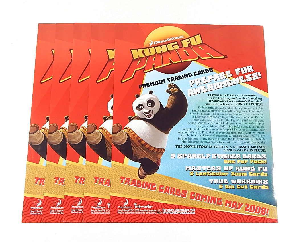 Lot of (5) 2008 Inkworks Kung Fu Panda Trading Card Promo Sell Sheets