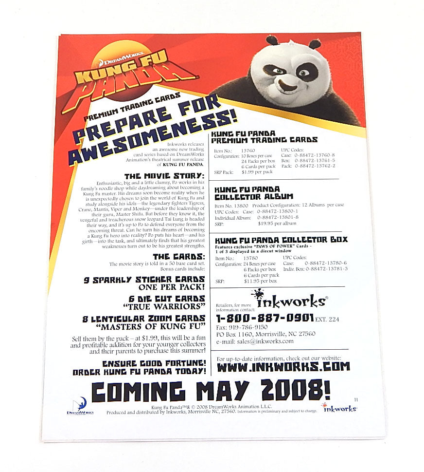 Lot of (5) 2008 Inkworks Kung Fu Panda Trading Card Promo Sell Sheets Pic2