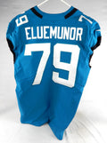 Jacksonville Jaguars Jermaine Eluemunor #79 Game Used Blue Jersey 48 287 2021