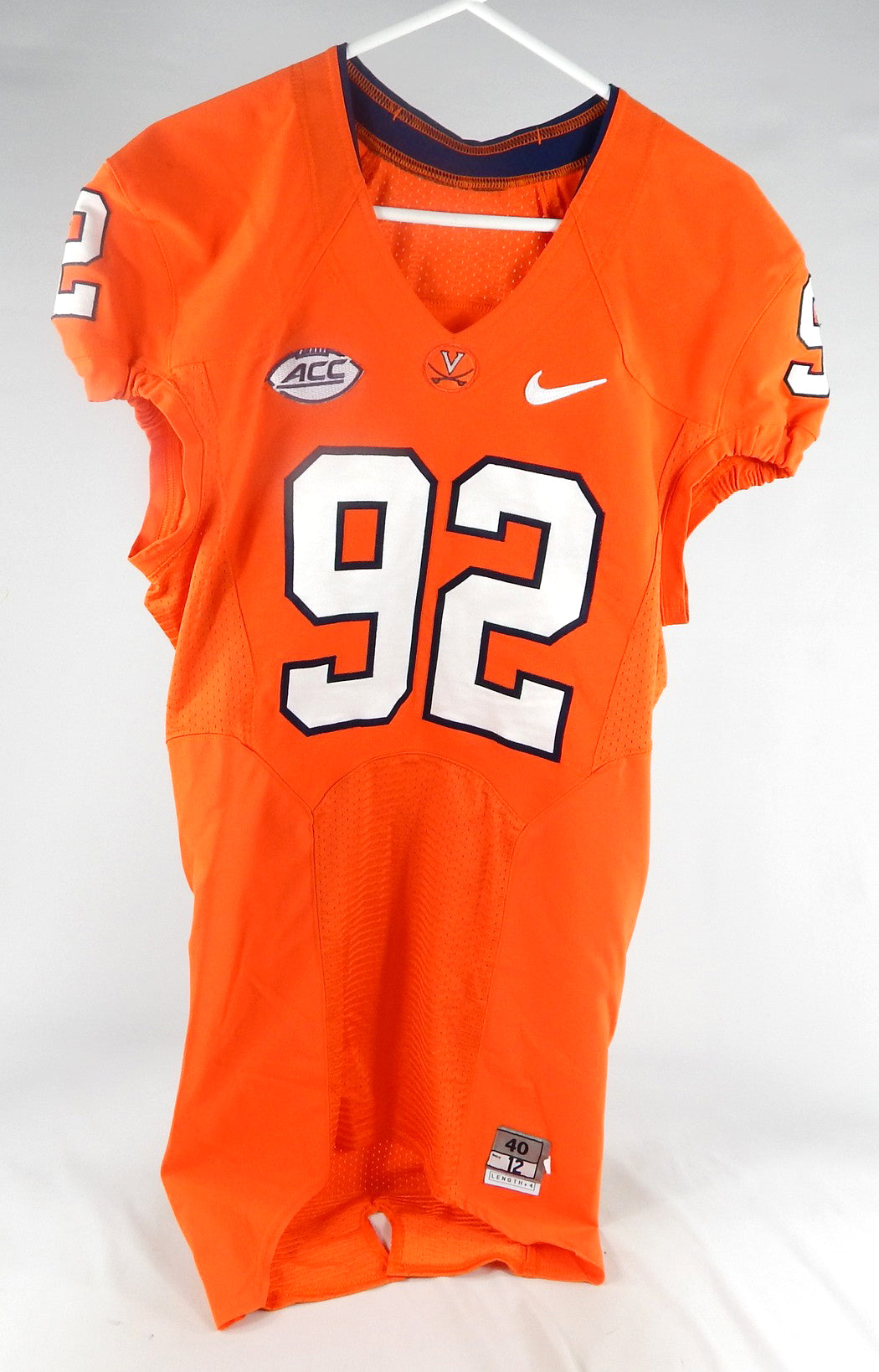 2015-17 Virginia Cavaliers #92 Game Used Orange Jersey Name Plate Removed 40 025