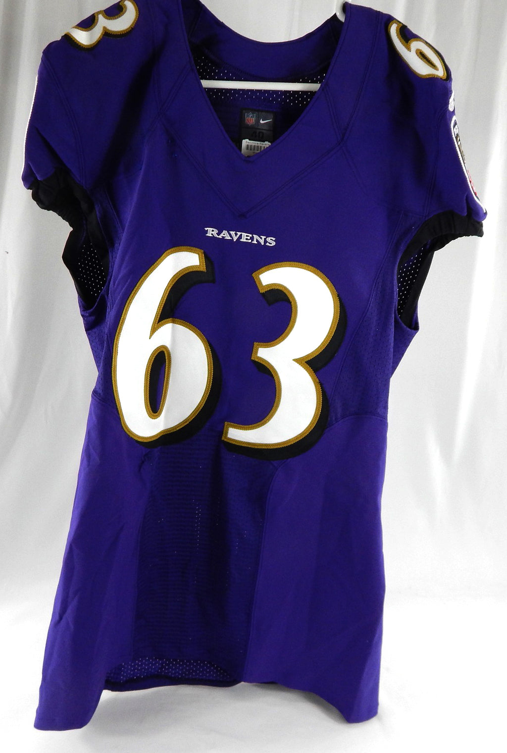 2018 Baltimore Ravens Elijah Qualls #63 Game Used Purple Practice Jersey 40 252