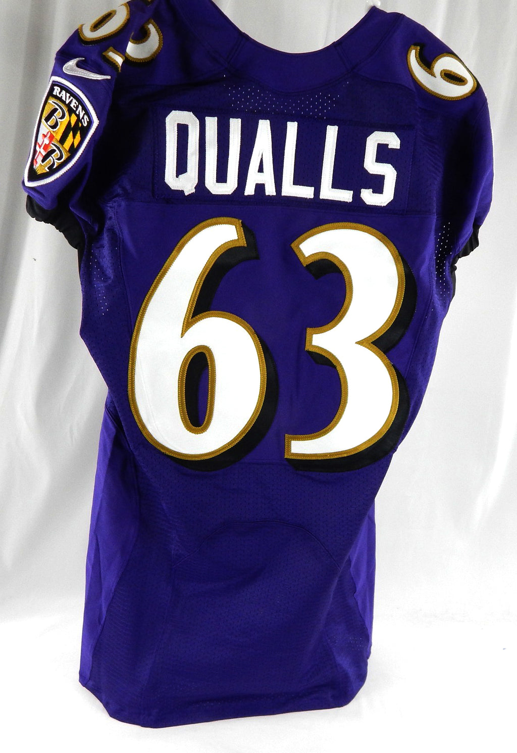 2018 Baltimore Ravens Elijah Qualls #63 Game Used Purple Practice Jersey 40 252 Pic2