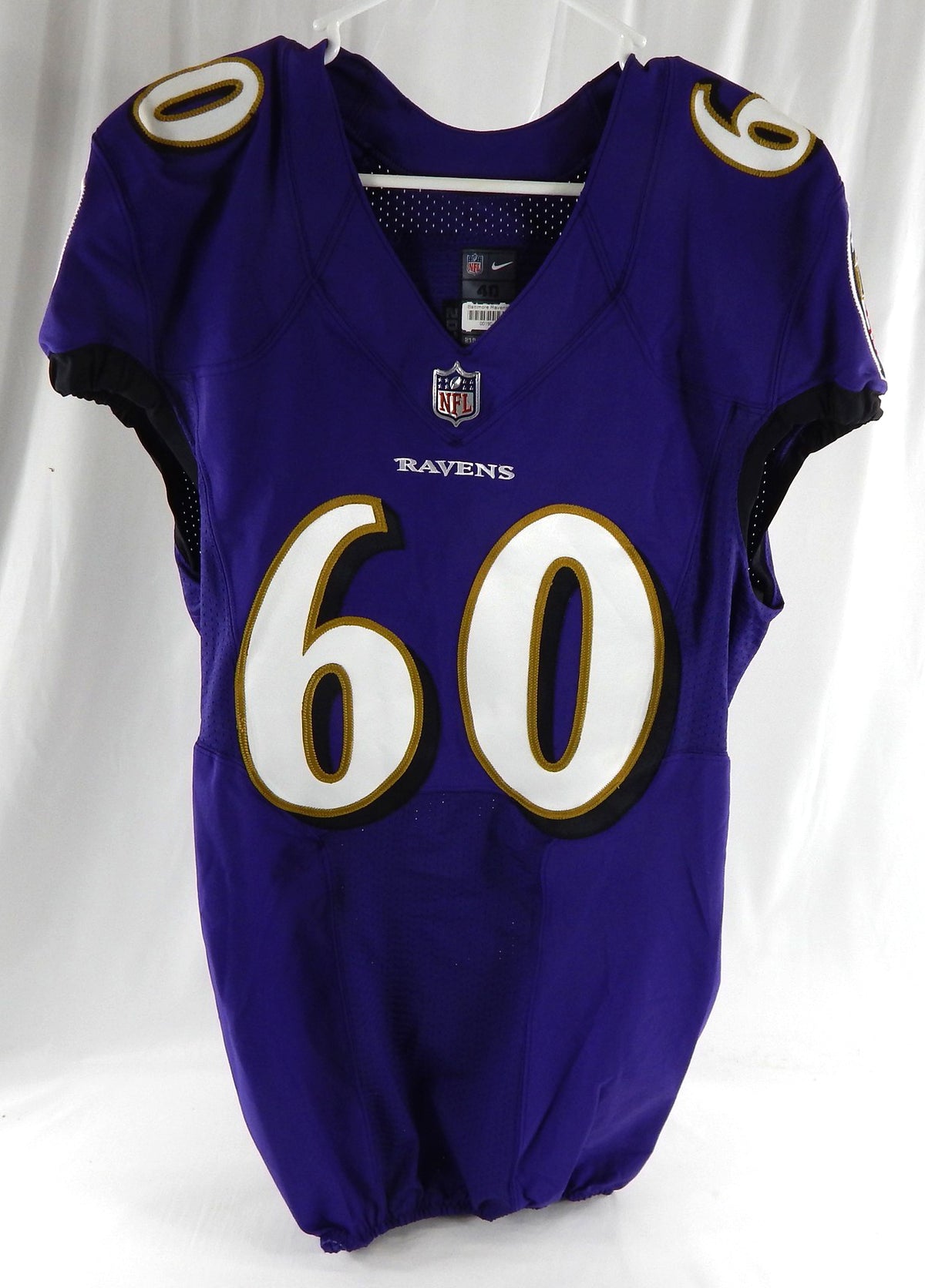 2018 Baltimore Ravens Steven Means #60 Game Issued Purple Jersey 40 253