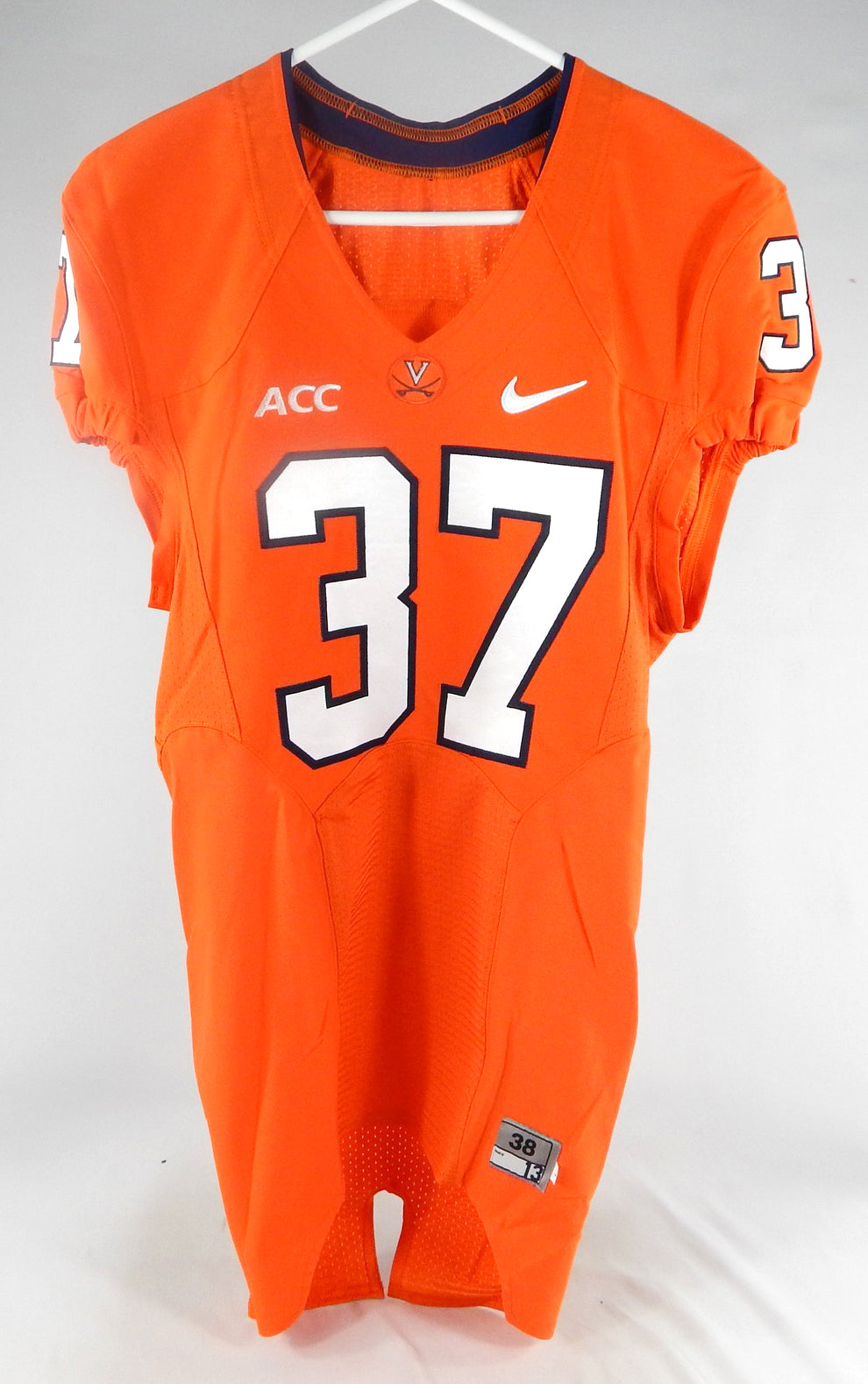 2013 Virginia Cavaliers #37 Game Used Orange Jersey NP Rem 38 031