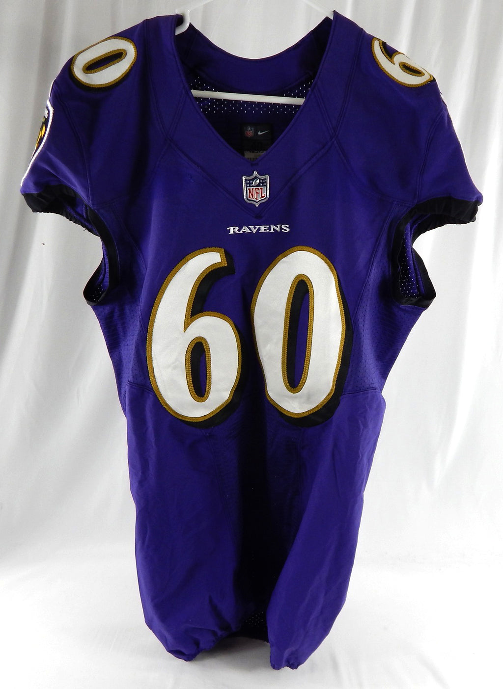 2019 Baltimore Ravens Brian Khoury #60 Game Used Purple Practice Jersey 40 254