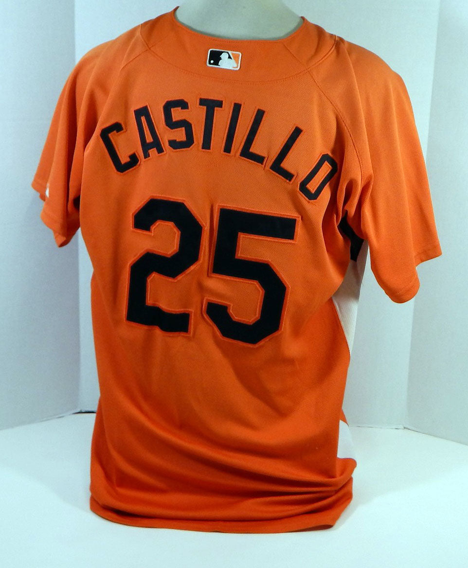 2007-08 Baltimore Orioles Victor Castillo #25 Game Used Orange Jersey BP ST 48