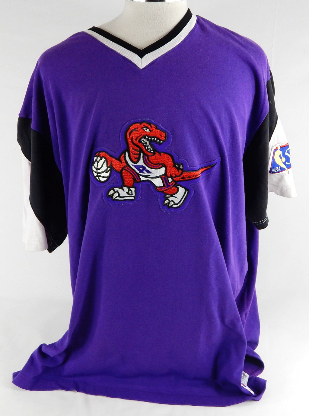 1996-97 Toronto Raptors Sharone Wright #4 Game Used Purple Shooting Shirt 50 P 3