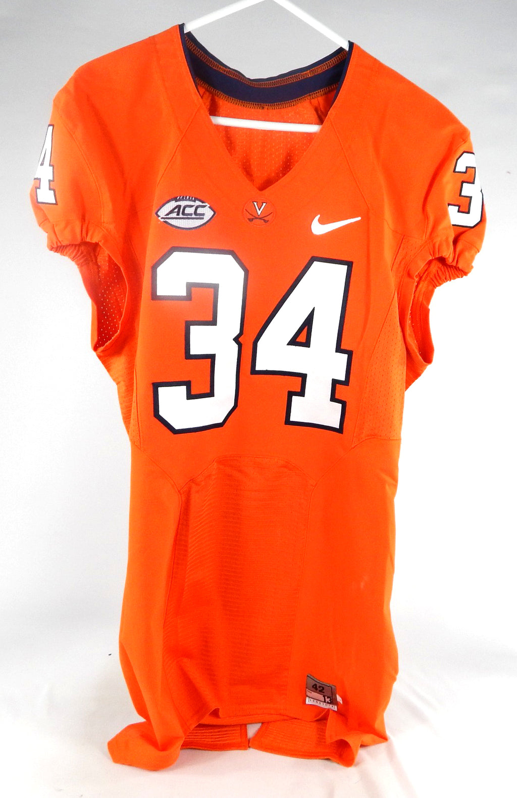 2015-17 Virginia Cavaliers #34 Game Issued Orange Jersey Name Plate Rem 42 038