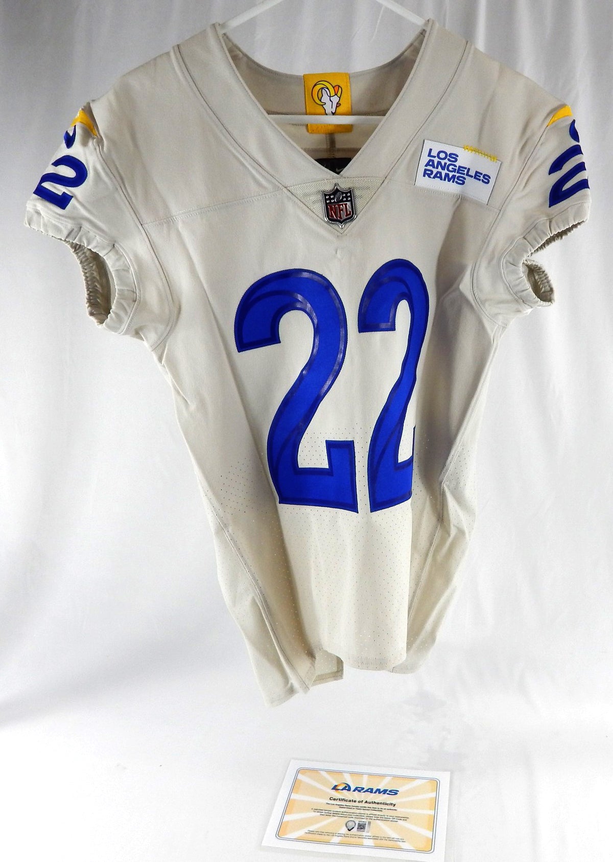 2022 Los Angeles Rams David Long Jr #22 Game Issued Cream Jersey 40 528