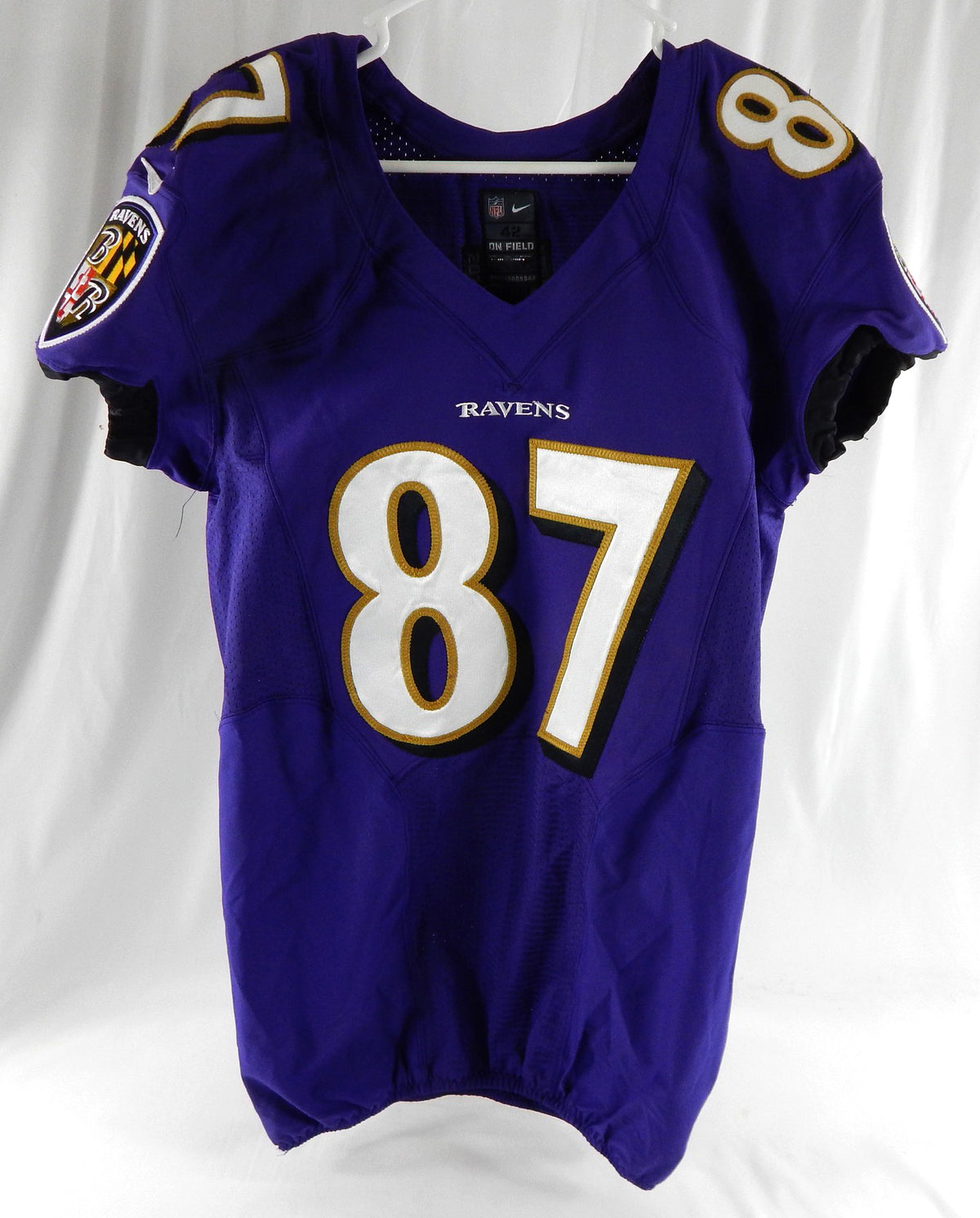 2013 Baltimore Ravens Jake Sinkovec #87 Game Issued Purple Jersey 42 260