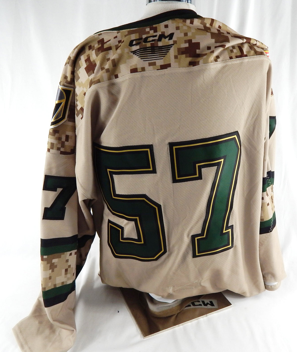 2025-26 Henderson Silver Knights #57 Game Issued White Jersey Camo Military 58 7 Pic2