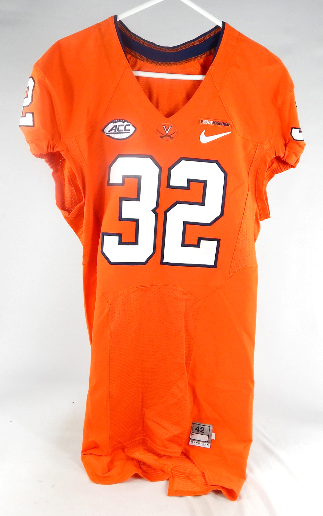 2017 Virginia Cavaliers Darrius Bratton #32 Game Used Orange Jersey Hoos P 42 1