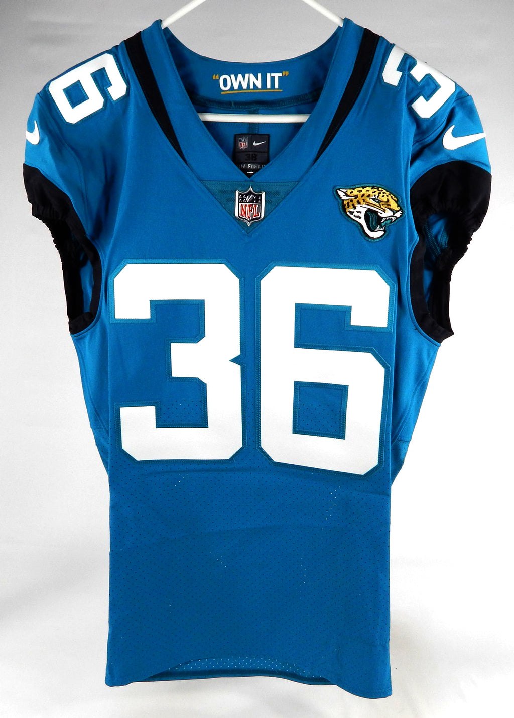 2020 Jacksonville Jaguars Luq Barcoo #36 Game Issued Blue Jersey 38 308 Pic2