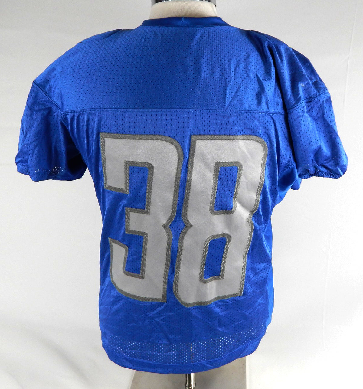 2018 Detroit Lions Mike Ford #38 Game Used Blue Practice Jersey 44 25 Pic2