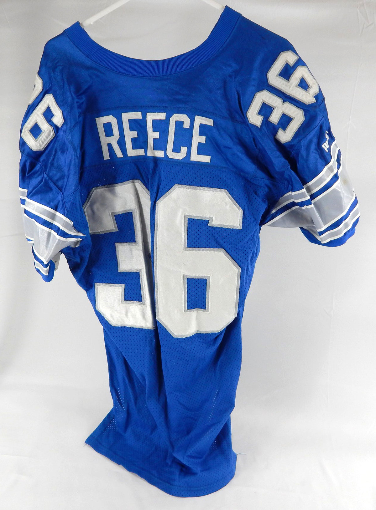 1999 Detroit Lions Travis Reece #36 Game Used Blue Jersey 48 0477 Pic2