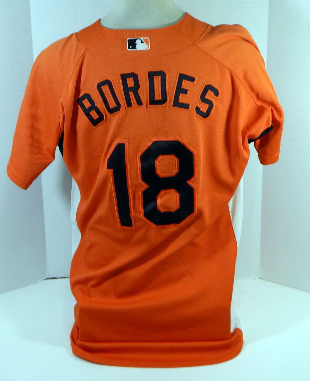 2007-08 Baltimore Orioles Brett Bordes #18 Game Used Orange Jersey BP Ext ST 46