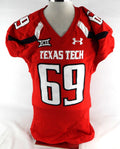 2015 Texas Tech Red Raiders #69 Game Used Red Jersey Football NP Rem 50 562
