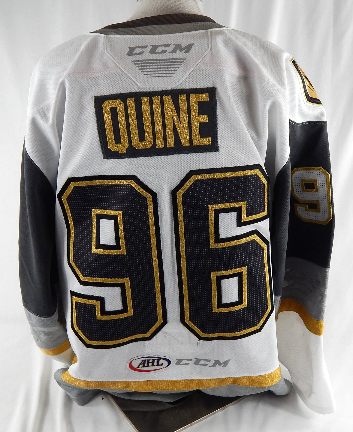 2021-22 Henderson Silver Knights Alan Quine #96 Game Used White Jersey 56 539 Pic2