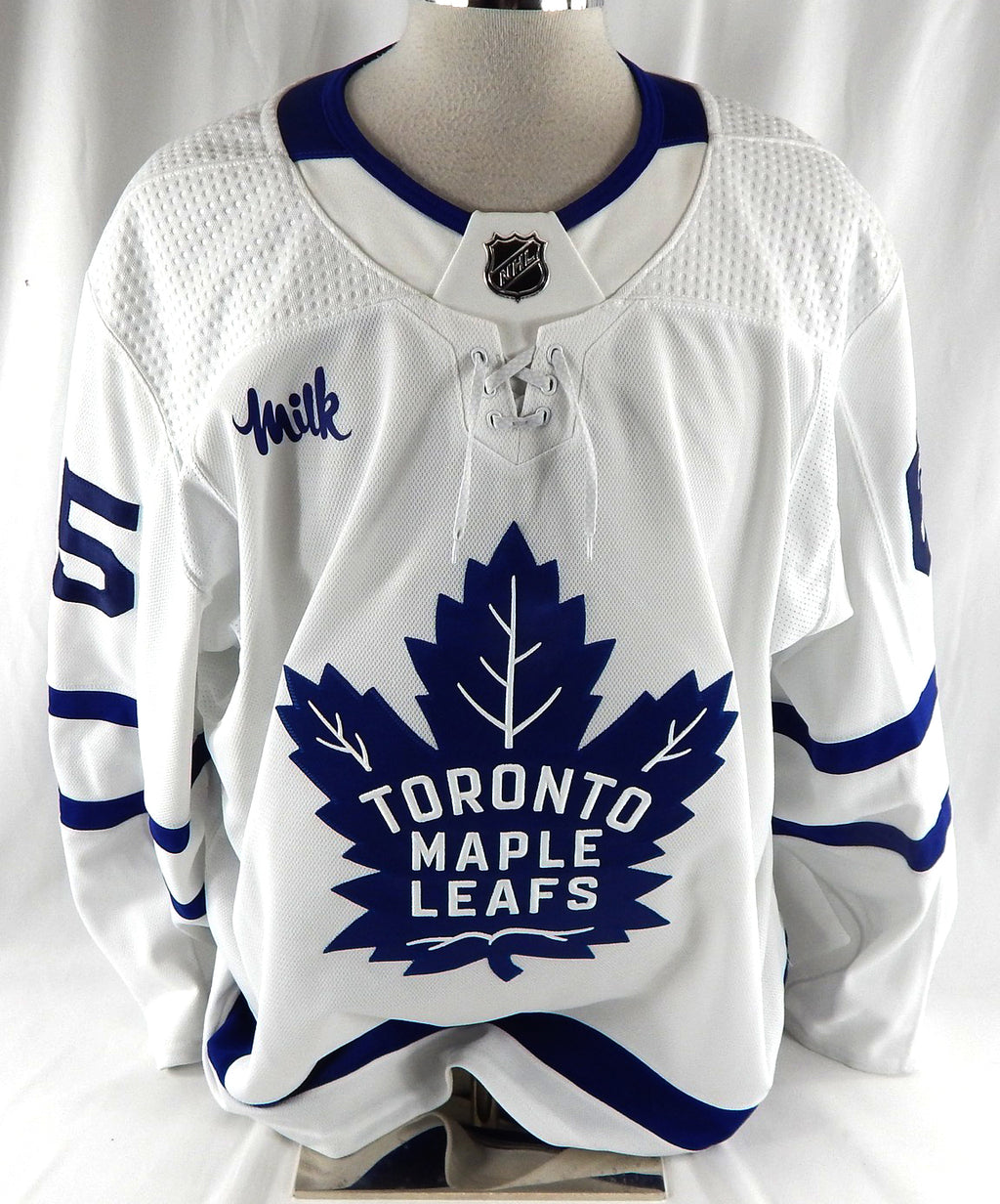 2023-24 Toronto Maple Leafs Jay O'Brien #65 Game Issued White Jersey Milk P 56 6 Pic2