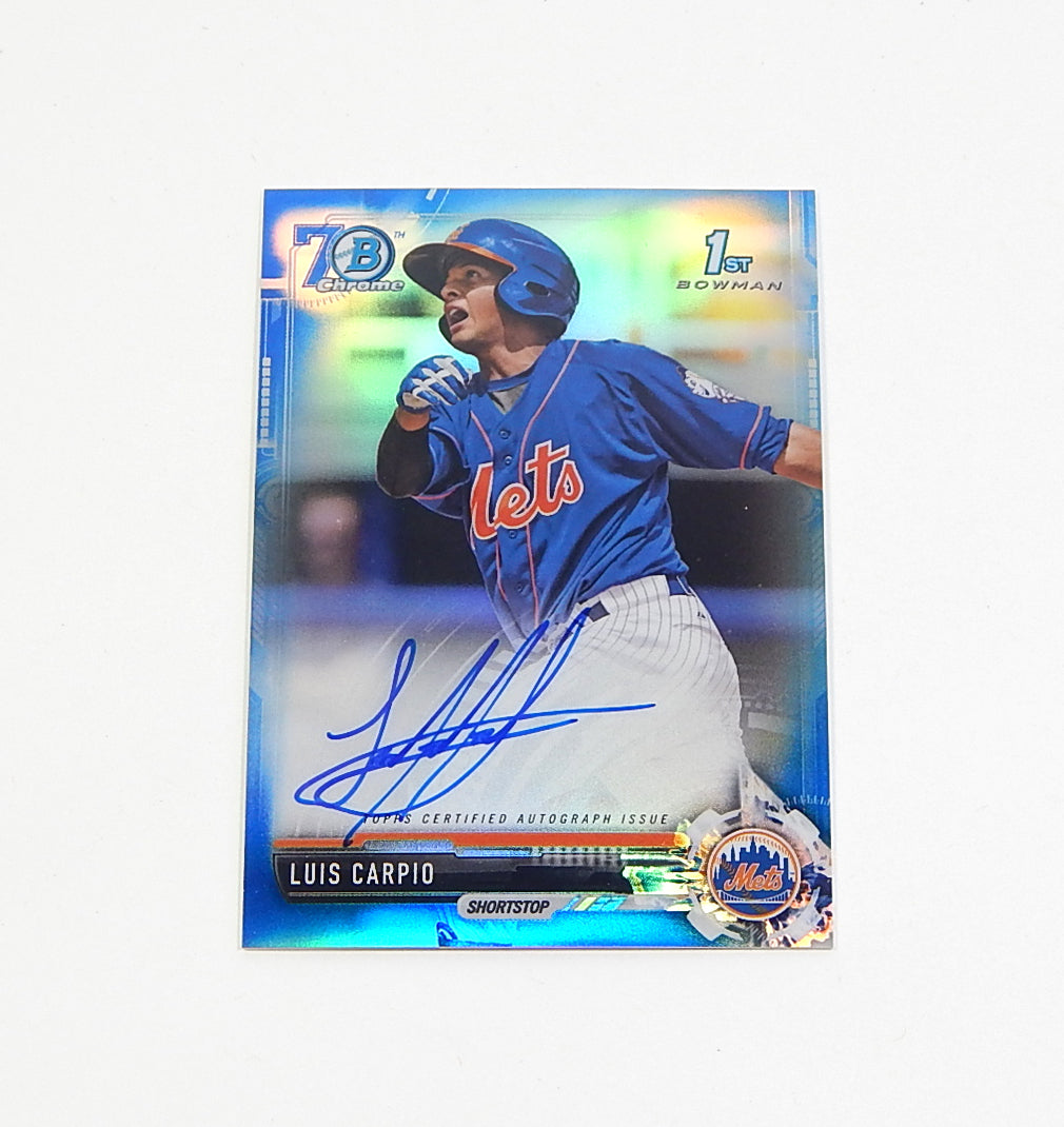 2017 Bowman Chrome Prospect Autographs 70th Blue Refractor Luis Carpio Auto