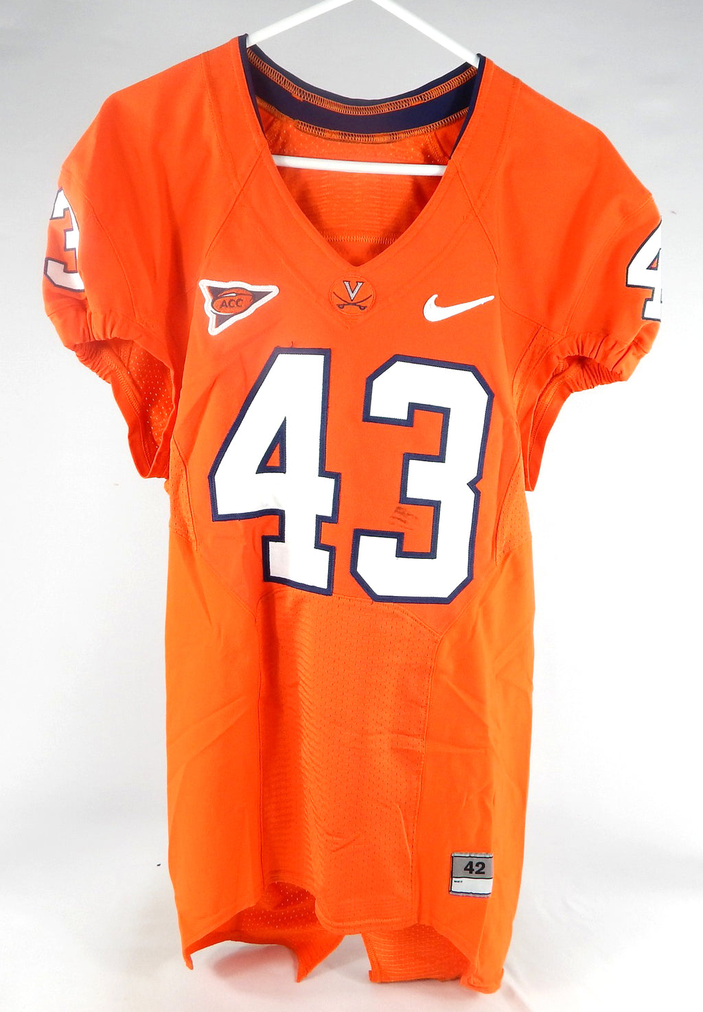 2012 Virginia Cavaliers Trent Corney #43 Game Used Orange Jersey 42 051 Pic2