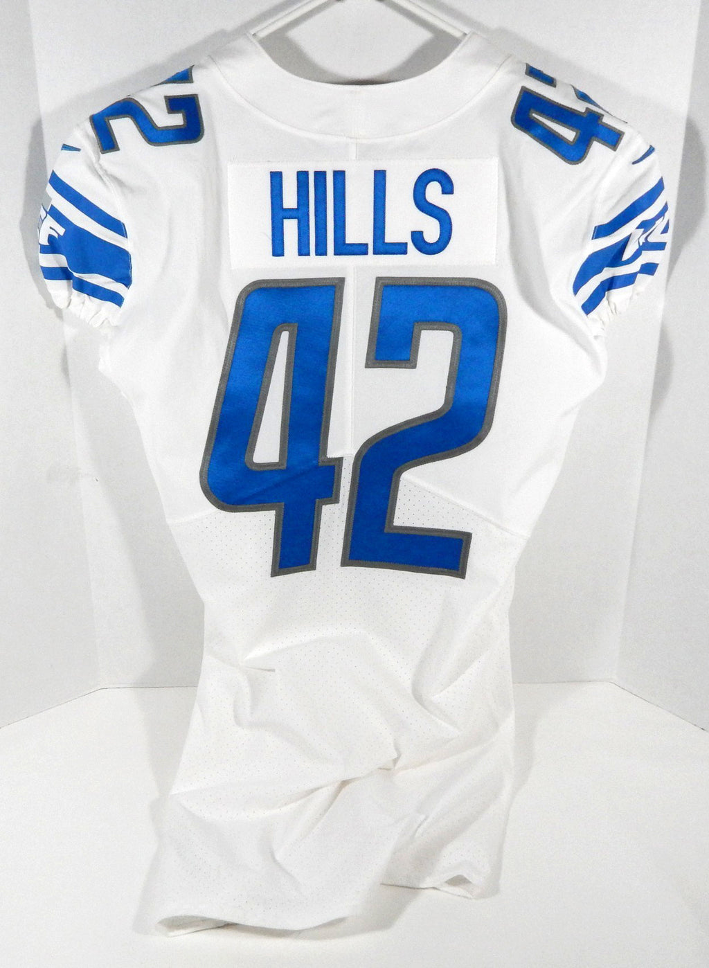 2017 Detroit Lions Wes Hills #42 Game Issued White Jersey 42 DP64412