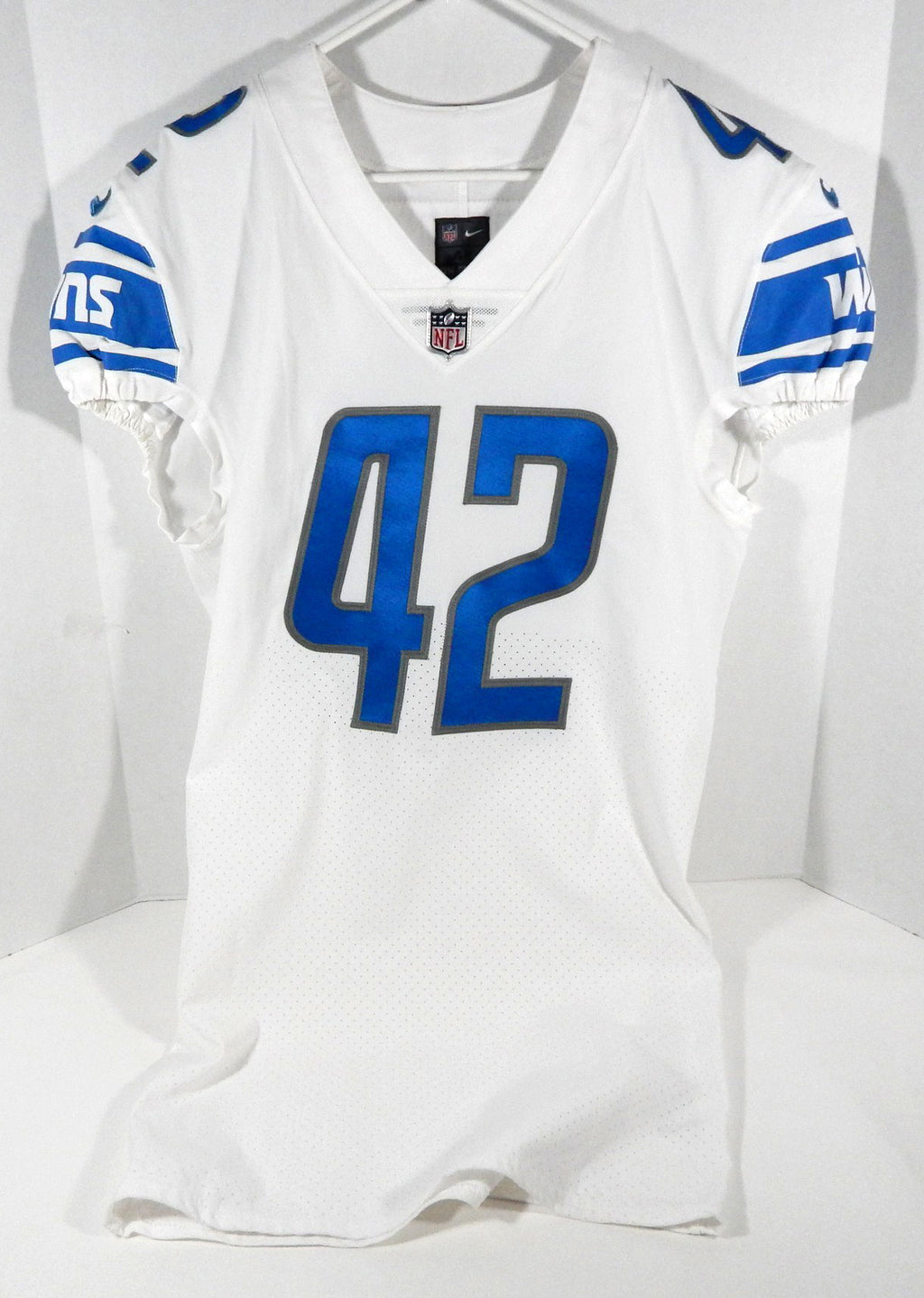 2017 Detroit Lions Wes Hills #42 Game Issued White Jersey 42 DP64412 Pic2