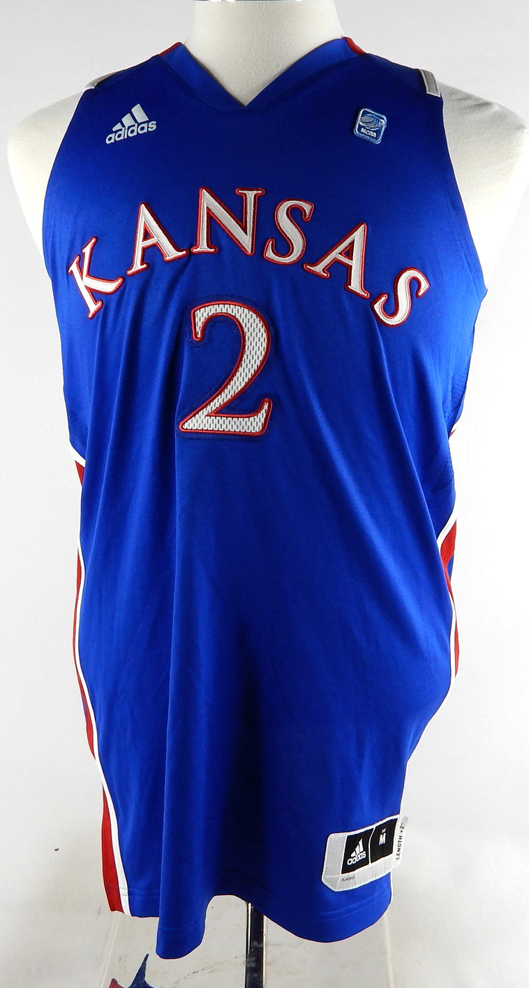 2010-11 Kansas Jayhawks #2 Game Issued Blue Jersey NCAA Patch M 613