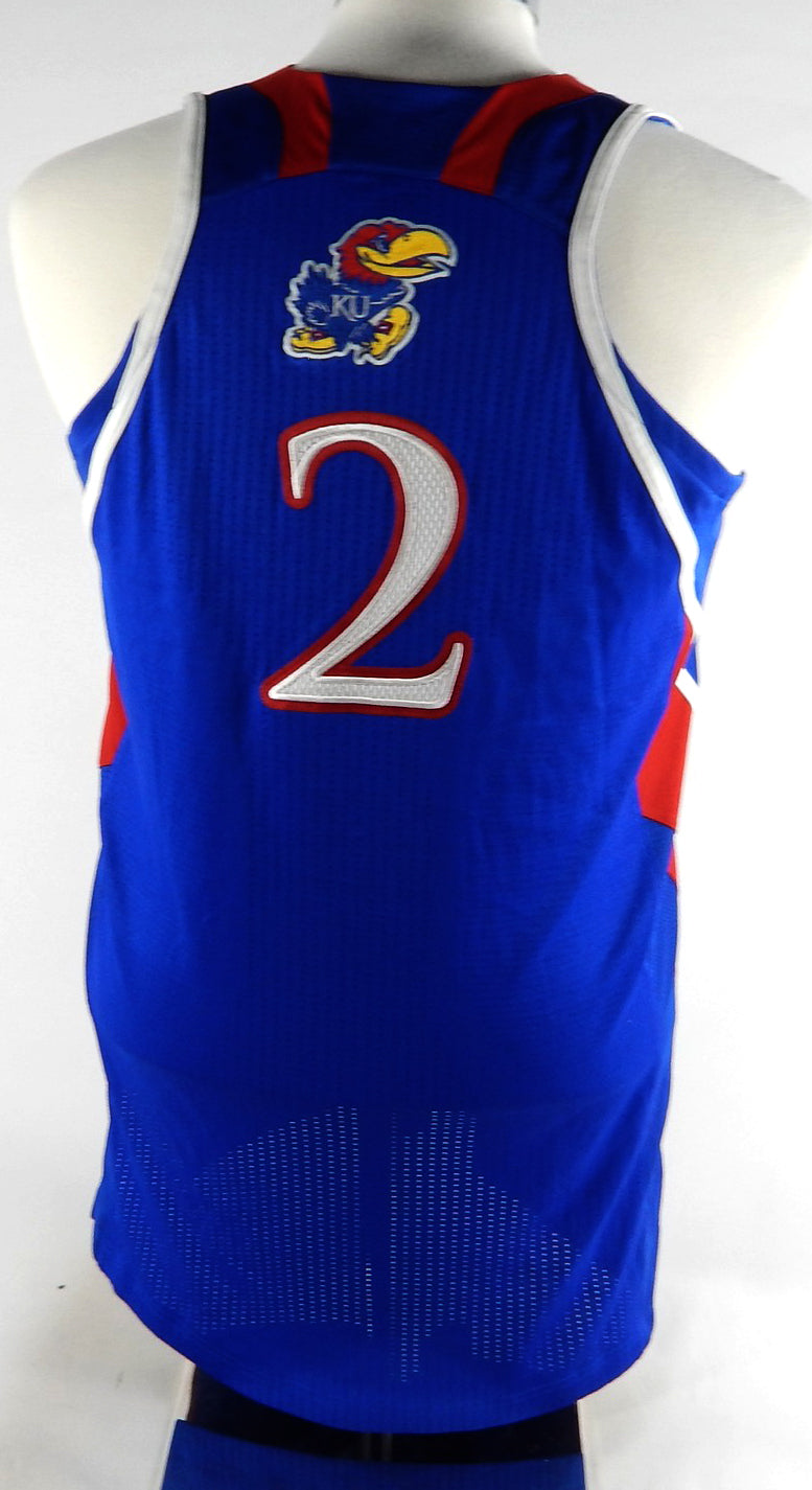 2010-11 Kansas Jayhawks #2 Game Issued Blue Jersey NCAA Patch M 613 Pic2