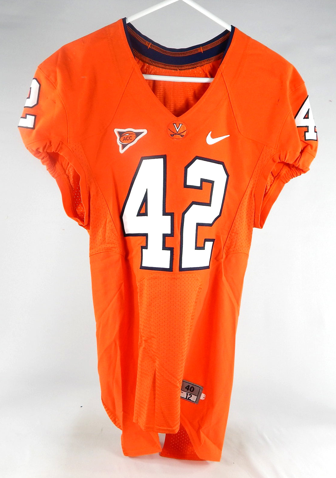 2012 Virginia Cavaliers Demeitre Brim #42 Game Used Orange Jersey 40 054 Pic2