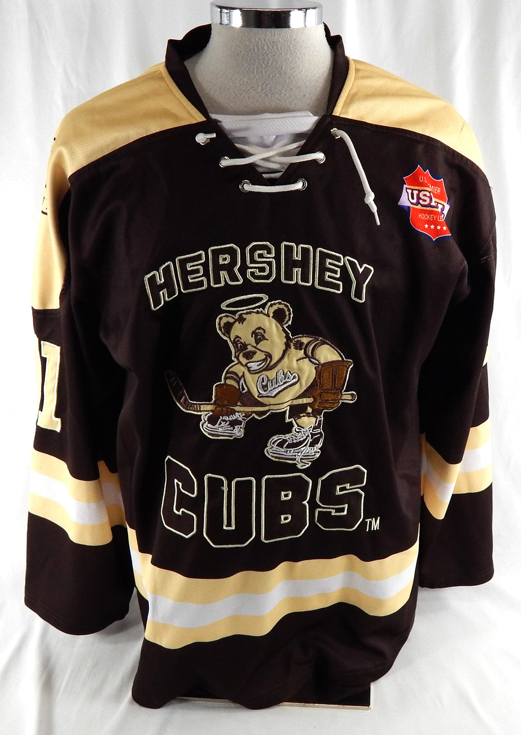 2025-26 Hershey Cubs Mohamed Mahdi Rochdi #41 Game Used Brown Jersey USPHL 2
