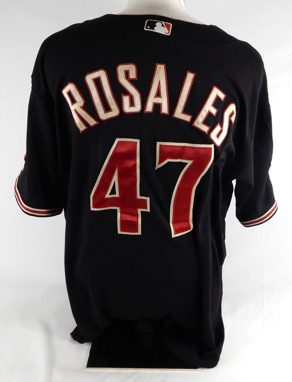 2008 Arizona Diamondbacks Leo Rosales #47 Game Used Black Jersey 10th Patch 9 Pic2