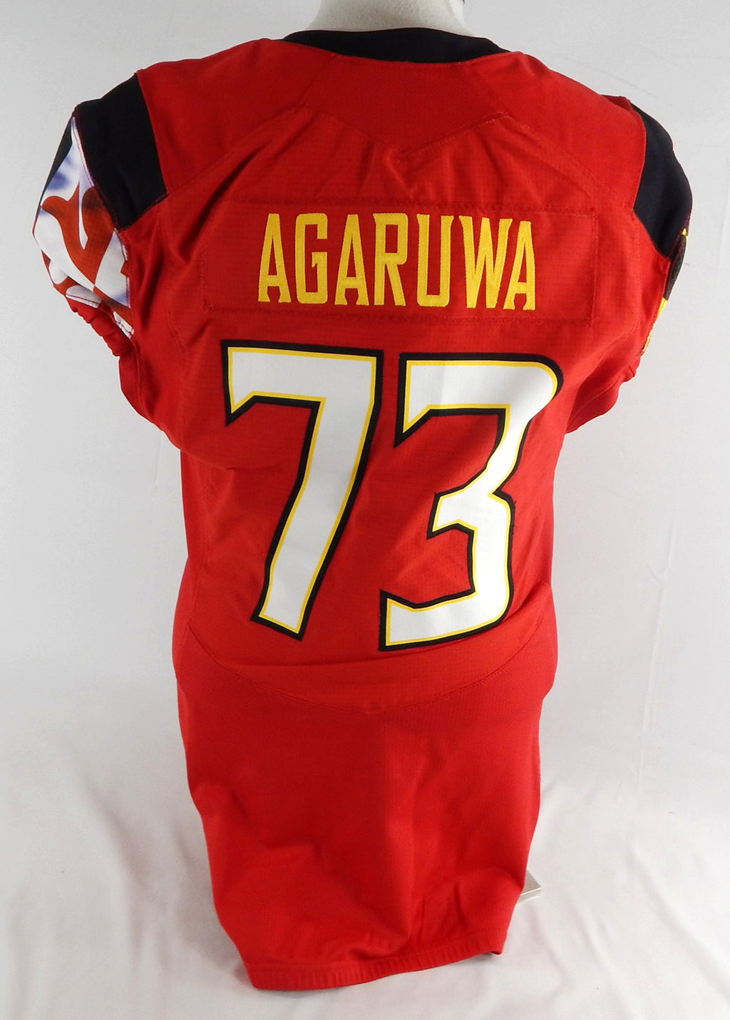 2014 Maryland Terrapins Banks Agaruwa #73 Game Used Red Jersey Football 46 44 Pic2