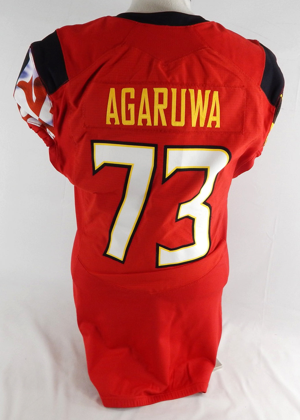 2014 Maryland Terrapins Banks Agaruwa #73 Game Used Red Jersey Football 46 44 Pic2