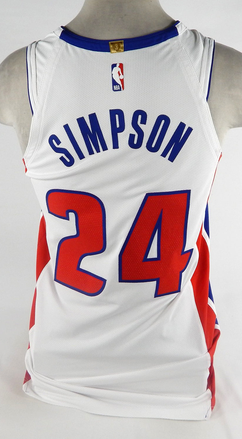 2023-24 Detroit Pistons Zavier Simpson #24 Game Issued White Jersey 46 DP73749 Pic2