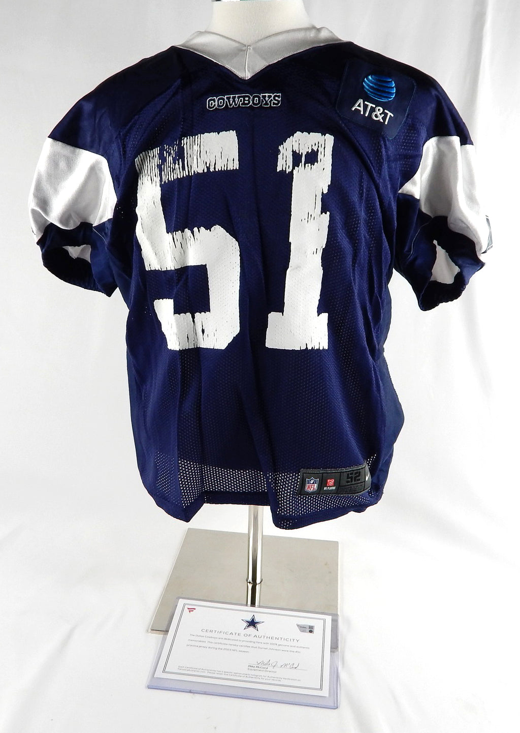2023 Dallas Cowboys Durrell Johnson #51 Game Used Navy Practice Jersey 52 473