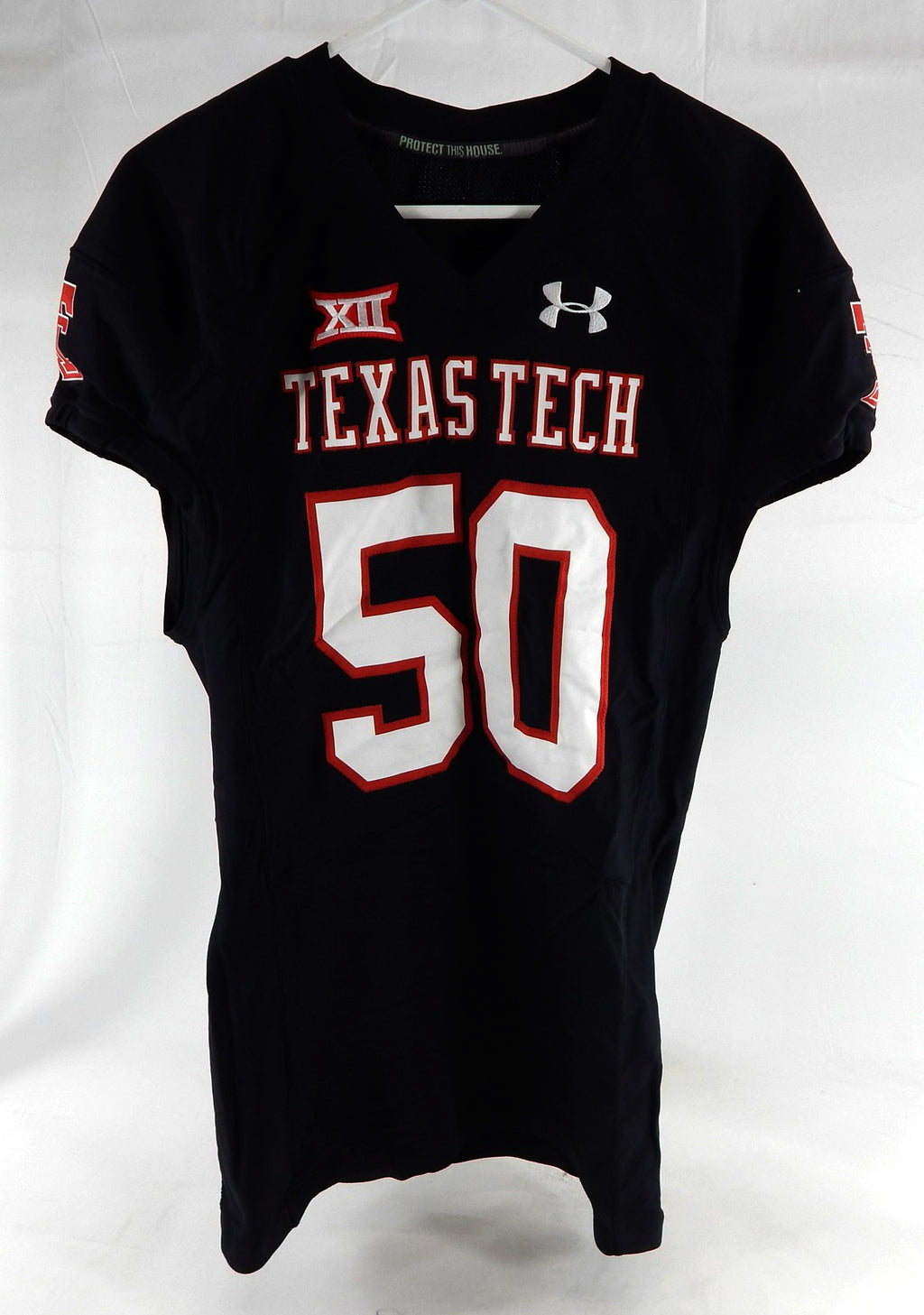 2014 Texas Tech Red Raiders #50 Game Used Black Jersey Football NP Rem 46 574