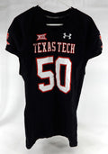 2014 Texas Tech Red Raiders #50 Game Used Black Jersey Football NP Rem 46 574