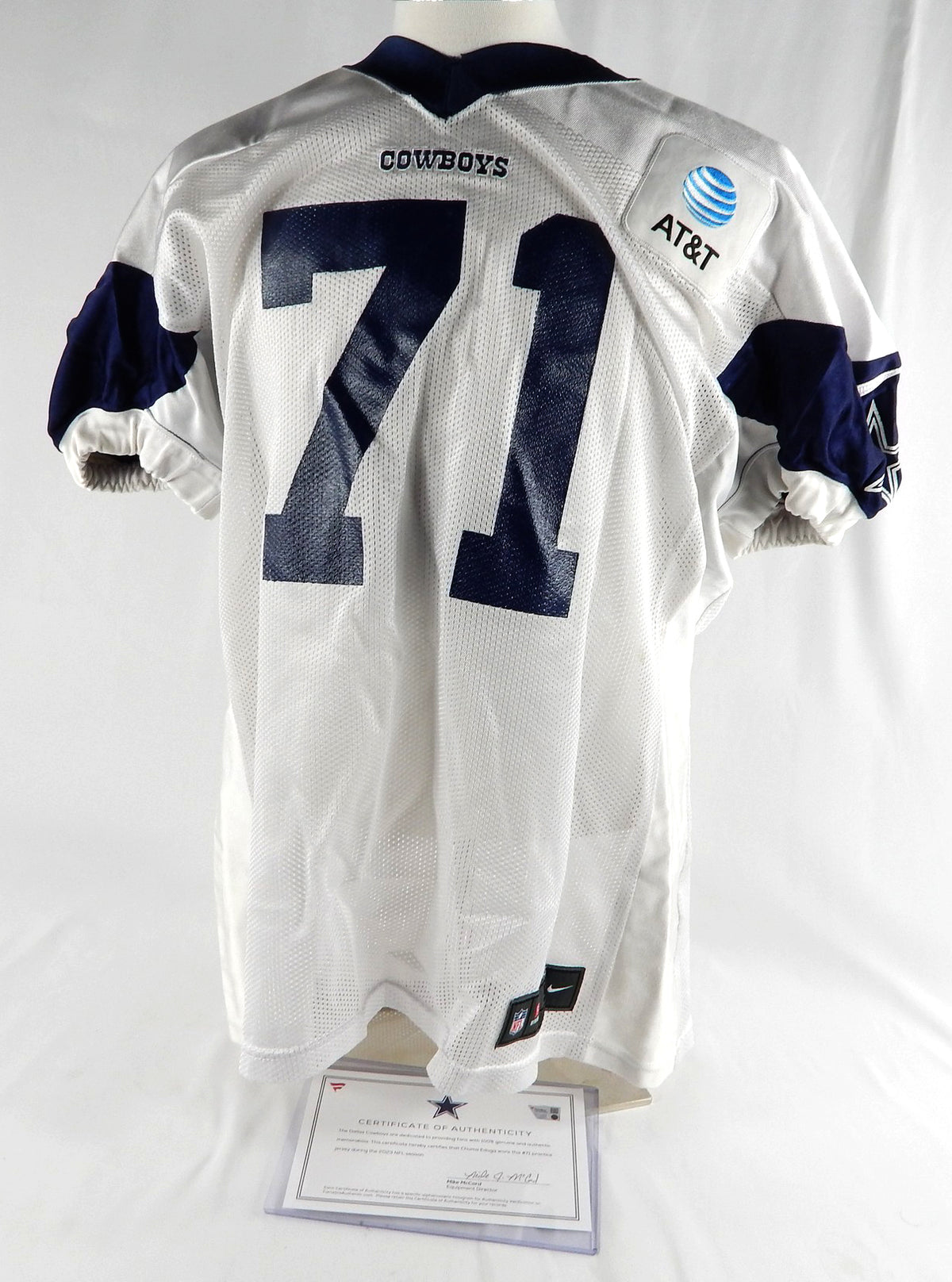 2023 Dallas Cowboys Chuma Edoga #71 Game Used White Practice Jersey 58 474