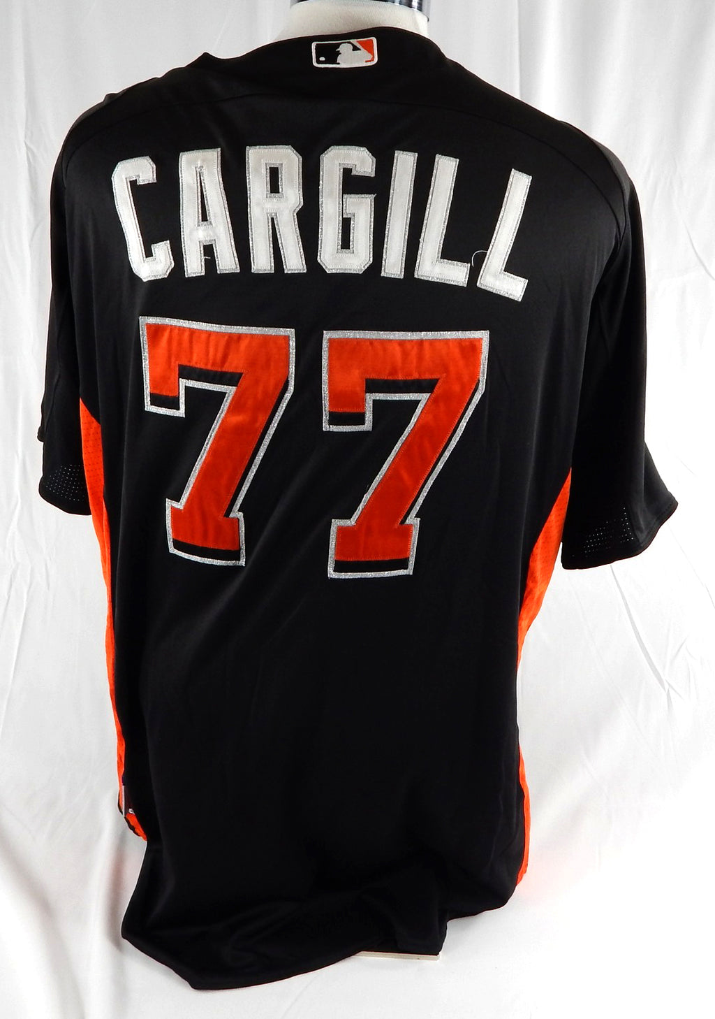 2014-16 Miami Marlins Collin Cargill #77 Game Used Black Jersey ST BP 46 991 Pic2